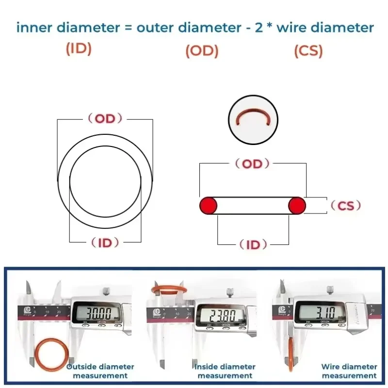 Red Silicone O-Ring OD 5-90 mm Thickness CS 1/1.5/2 mm Food Grade Silicone Sealing Ring VMQ Waterproof Insulation -35℃~200℃