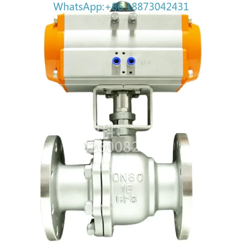 Q641F-16P 304 stainless steel pneumatic flange ball valve steam high temperature compression cut-off regulating valve