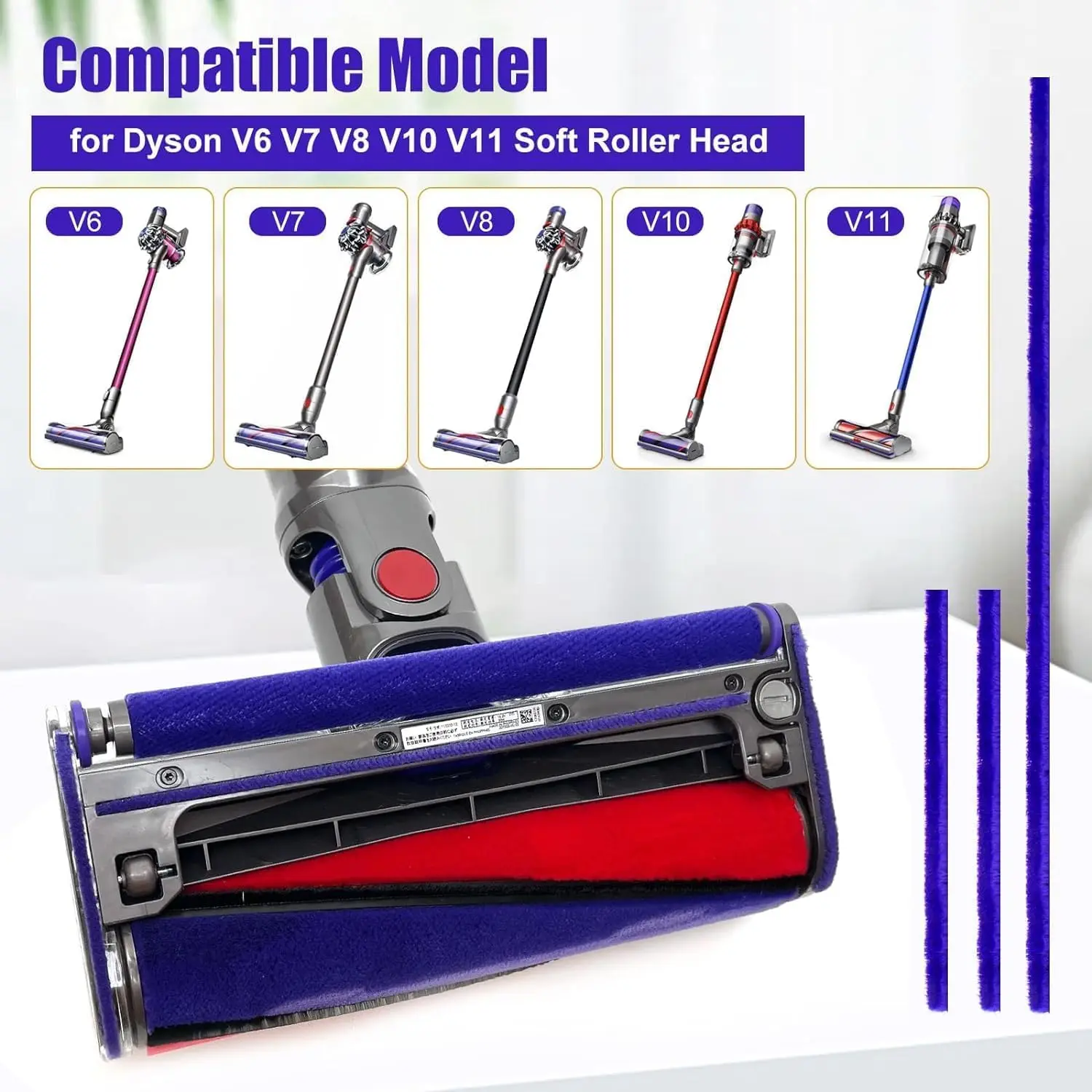 ملحقات خطوط قطيفة ناعمة لقطع غيار المكنسة الكهربائية دايسون V6 V7 V8 V10 V11 V15
