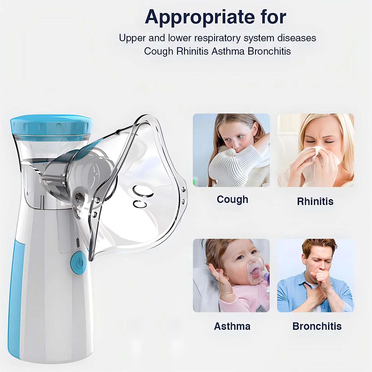 Equipo Médico, Nebulizador Portátil de Mano, Inhalador Ultrasónico Silencioso, Nebulizador para Niños, Atomizador de Aerosol, Cuidado de la Salud