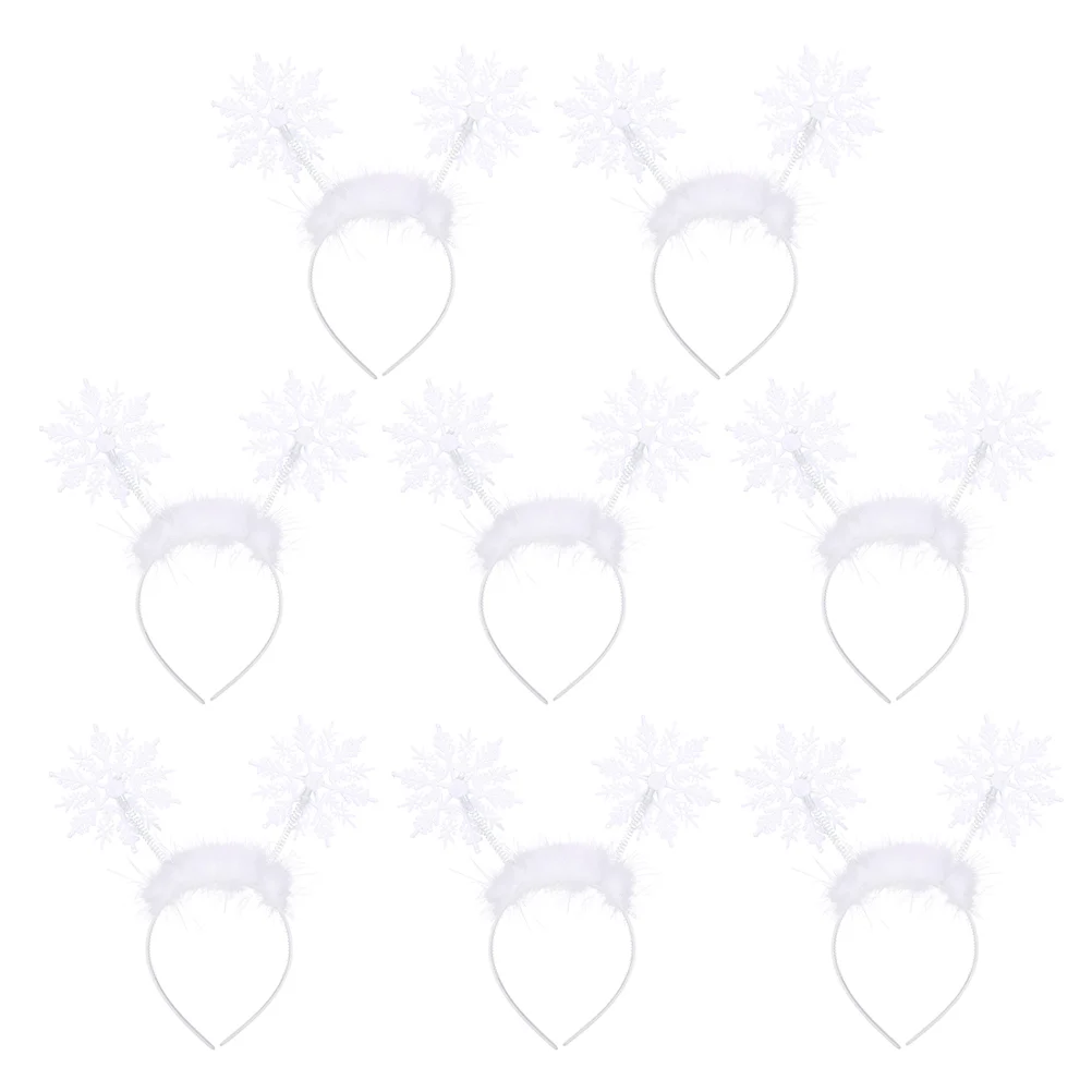 8 PCS Christmas Snowflake Headband Apparel Hair Wear Xmas Party Hairband Performance Hoops Resin Women's