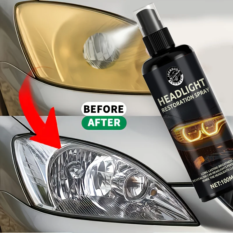 100ml Car Headlight Restoration Spray - Efficient Repair & Polish, Long-Lasting Clarity, Ideal for Automotive Lighting