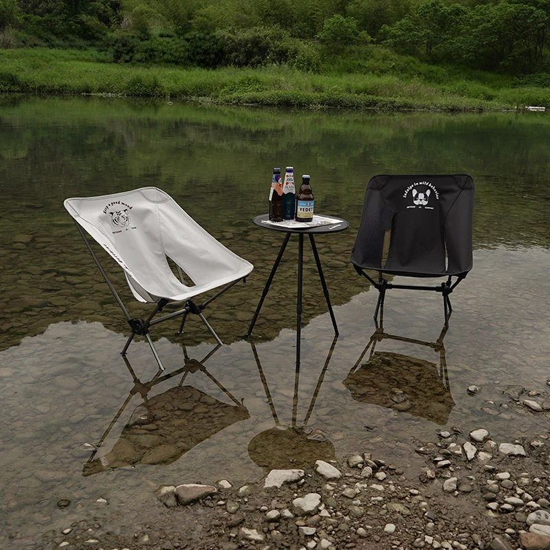 Outdoor Camping Moon Chair, Portable Folding, Aluminum Alloy, Ultra Light, Fishing, Beach, Lazy Camping Chair