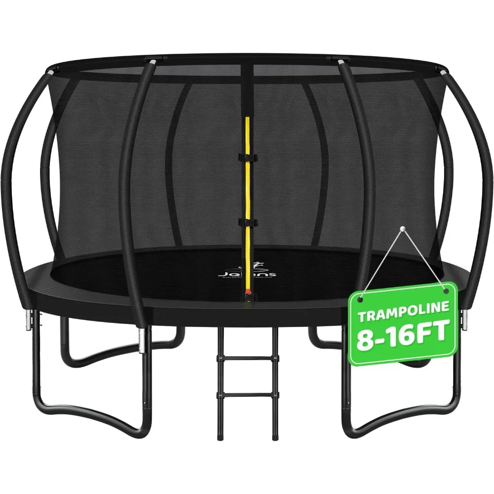 Trampoline 14FT Recreational Trampolines with Enclosure Net and Ladder, Outdoor Anti-Rust Trampolines for Kids and Adults