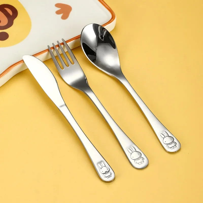 Kawaii Miffy Stainless Steel Household I Spoon Dessert Cake Fork Fruit Fork Children's Tableware Boy and Girl Toy Gifts