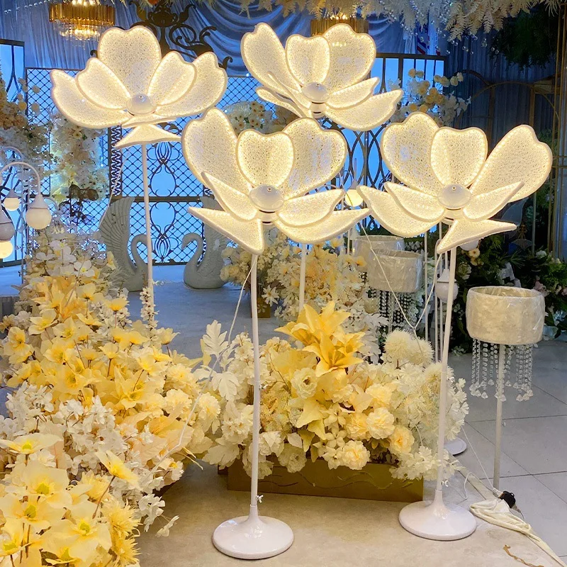 

LED decorative luminous peony flowers, wedding road guide, white silk decoration, for wedding party birthday home decoration