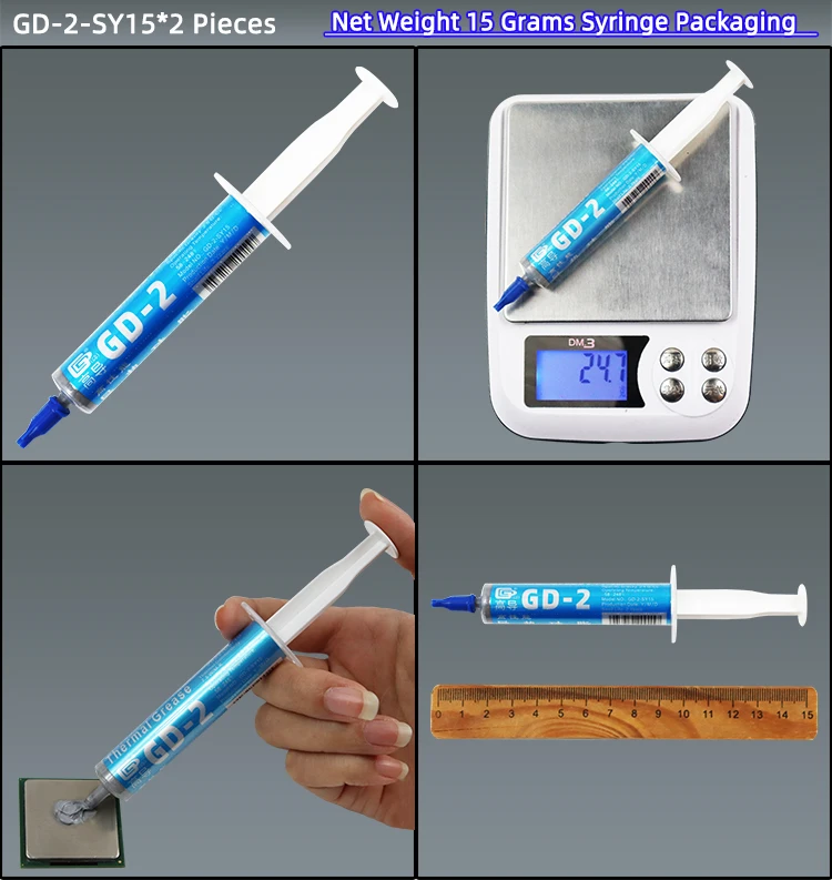 GD-2 Wärmeleitpaste Wärmeleitfett Nettogewicht 1/3/4/7/15/30 Gramm Graupaste Gips Kühlkörperverbindung für CPU GPU SY – Detail 8
