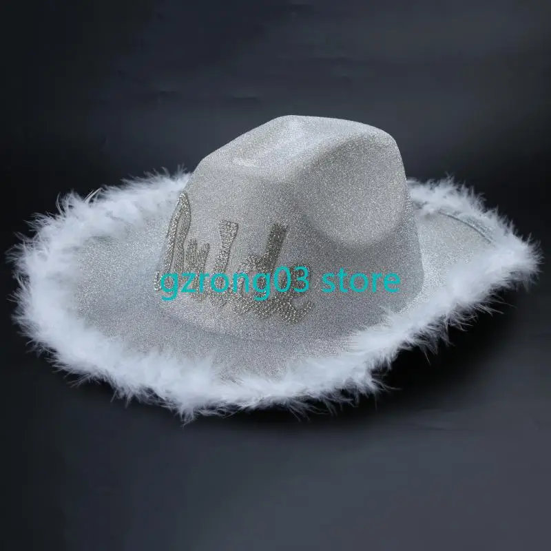 

127C Glitter Cowgirl Hat Bridal Party Hat Bride Cowboy Hat Bachelorette Party Hat
