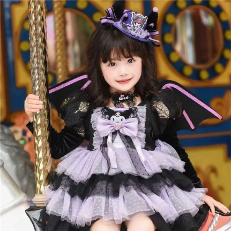 

Halloween Sanrio Kuromi Princess Dress Cartoon Girls Gauze Lolita Skirt Kids Festival Cosplay Costume Birthday Gift Party Anime