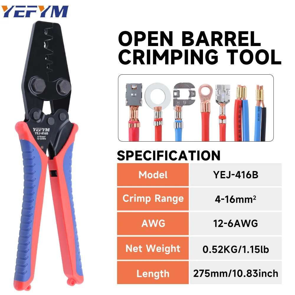 Automotive Connector Wiring Large Terminal（4-16mm²）Crimping Pliers Battery Terminal Insert (Spade Terminal) Lug Tools YEJ-416B