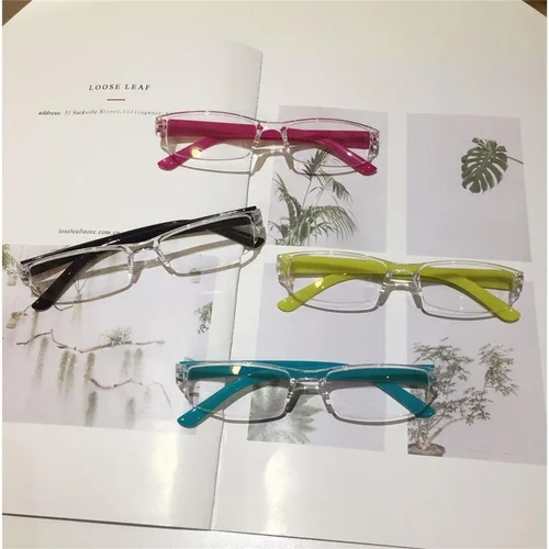 Imagen 1 del producto Lentes de resina transparentes ultraligeras, gafas de plástico coloridas con espejo de pierna roja, gafas de lectura para hombres y mujeres, gafas para presbicia sin montura