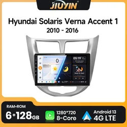 JIUYIN Android 13 Carplay Car Radio for Hyundai Solaris Verna Accent 1 2010 - 2016 Multimedia Player 2 Din GPS 4G DVD Head Unit