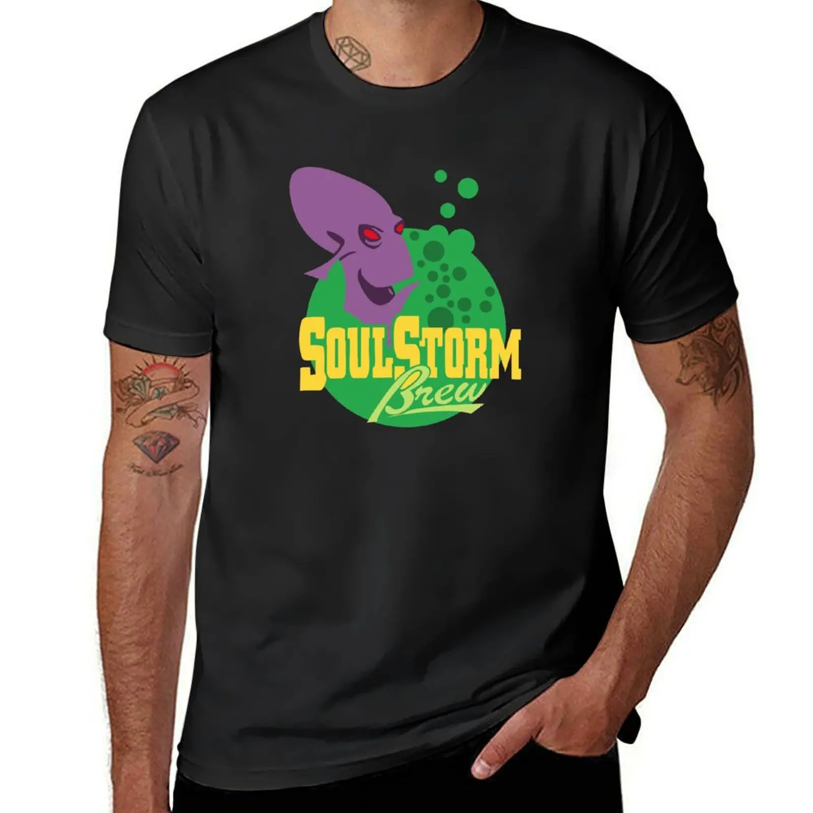 Oddworld-футболка с логотипом компании Soulstorm Brew, тяжелая одежда, винтажная одежда, индивидуальный дизайн, ваши собственные футболки для мужчин