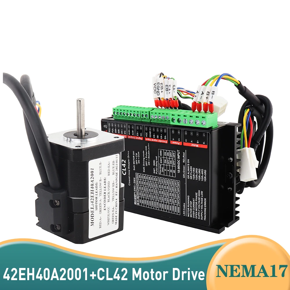 Step servo motor 42EH40A2001  2A 0.4N.m and CL42 driver NEMA17 Closed Loop sets DC18-90V Servo Driver CNC Controller Kit