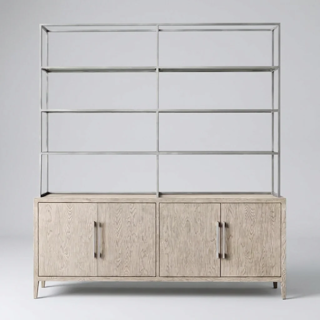 Custom Furniture Promotion Portable Modern Solid Wood Four Door Open Bookcase Dining Side Cabinet Locker