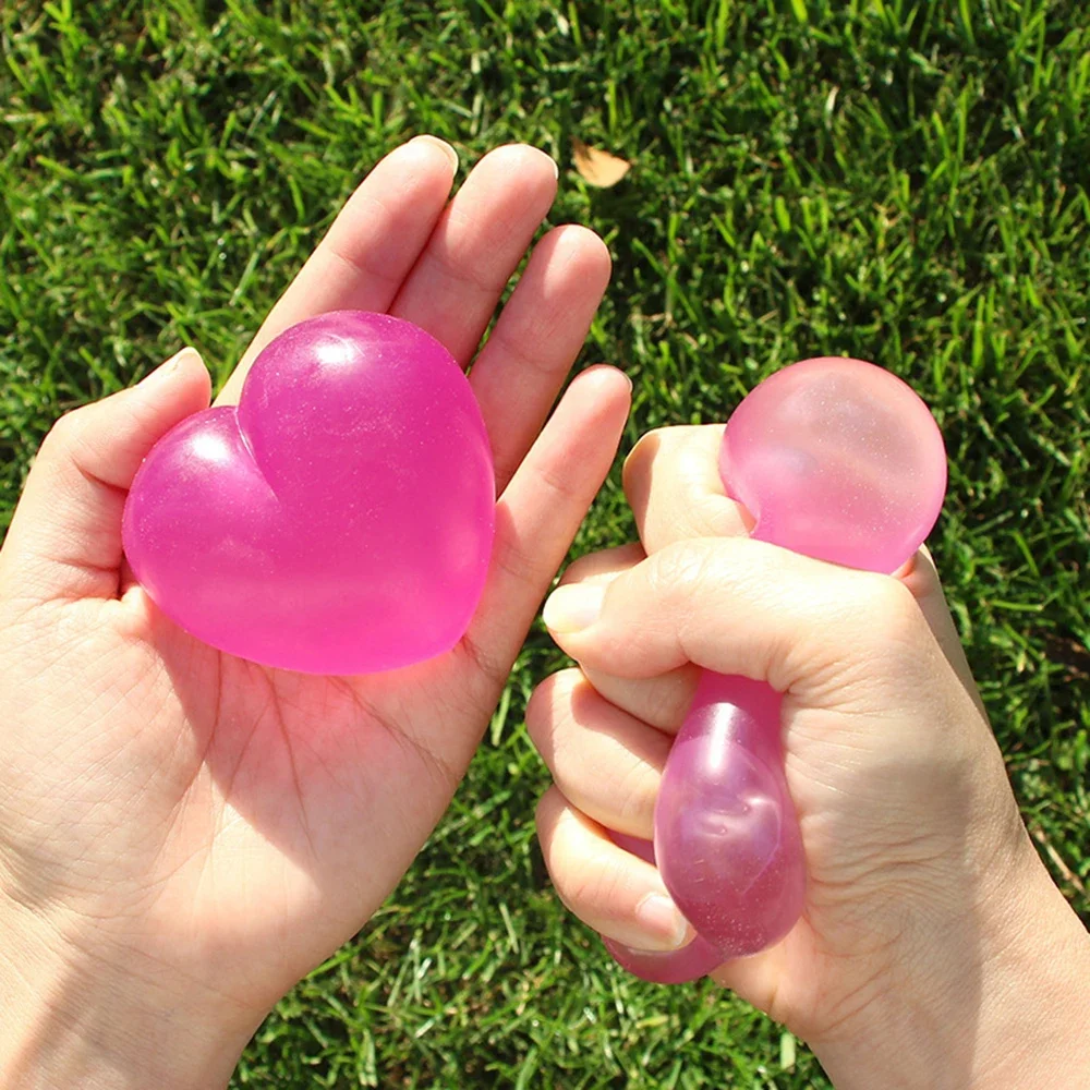 1/2pcs Cute Color Changing Heart Maltose Squeeze Toy Slow Rebound Anti Stress Fidget Squishy Toy for Adult Gift