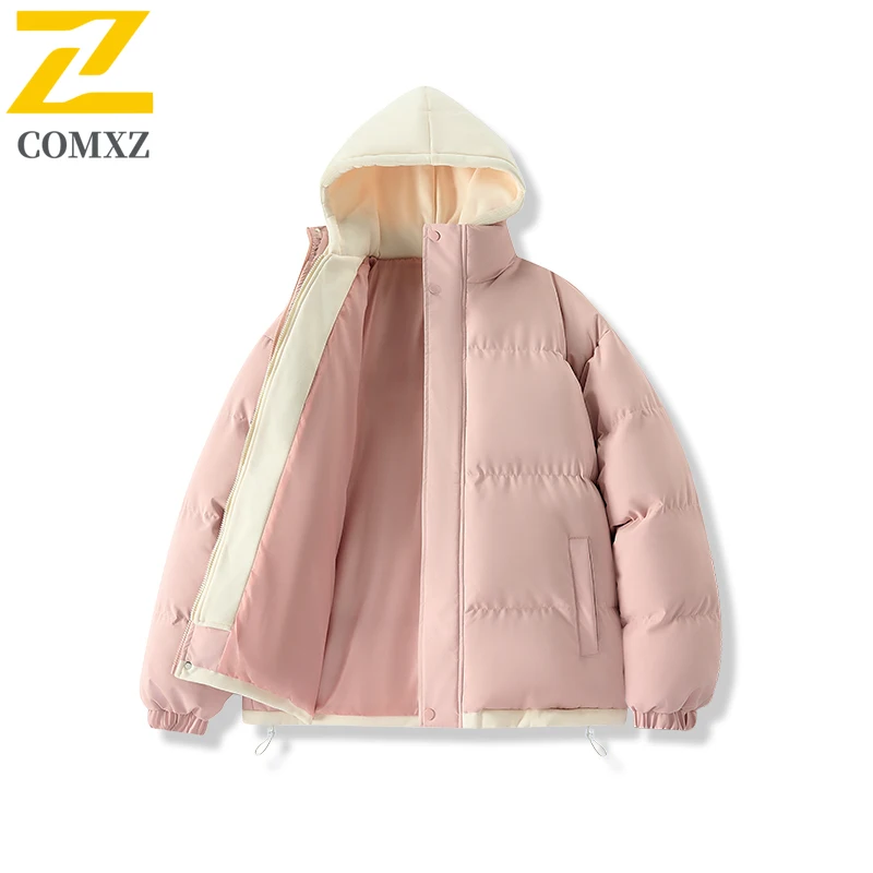 Men Parka Coat Winter Warm Hooded Lightweight Windproof Outdoor Snow Hiking Padding Coat Travel Casual Cold Proof Bread Jacket