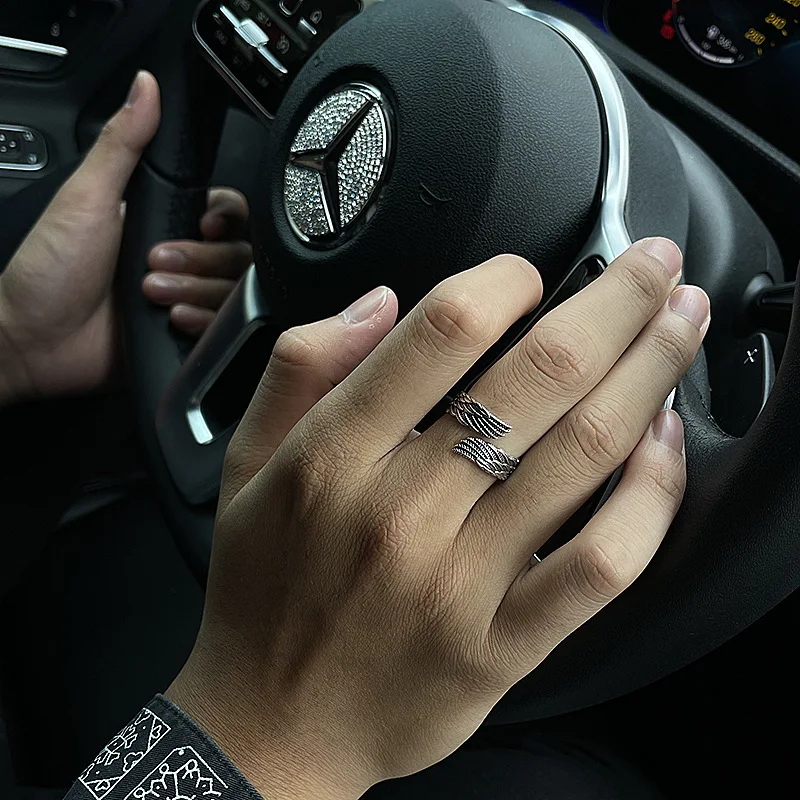 Retro Angel Wings Creative Ring For Men Women Punk Gothic Open Ring Handmade Designer Jewelry Unisex Accessories Gift For Lovers