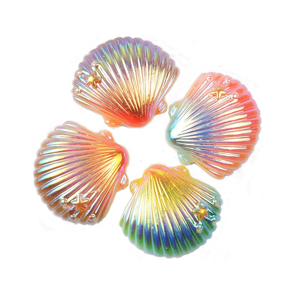 10pcs 2.5cm*2.6cm mini size mix color colorful resin material artificia Conch sea shell&scallop shell for  for DIY or decoration