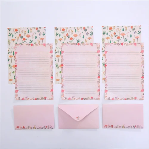 9 unids/set de sobres de papel con almohadillas de letras, bricolaje, postal, tarjetas de invitación, cubierta de papel de carta, papelería coreana, suministros de oficina