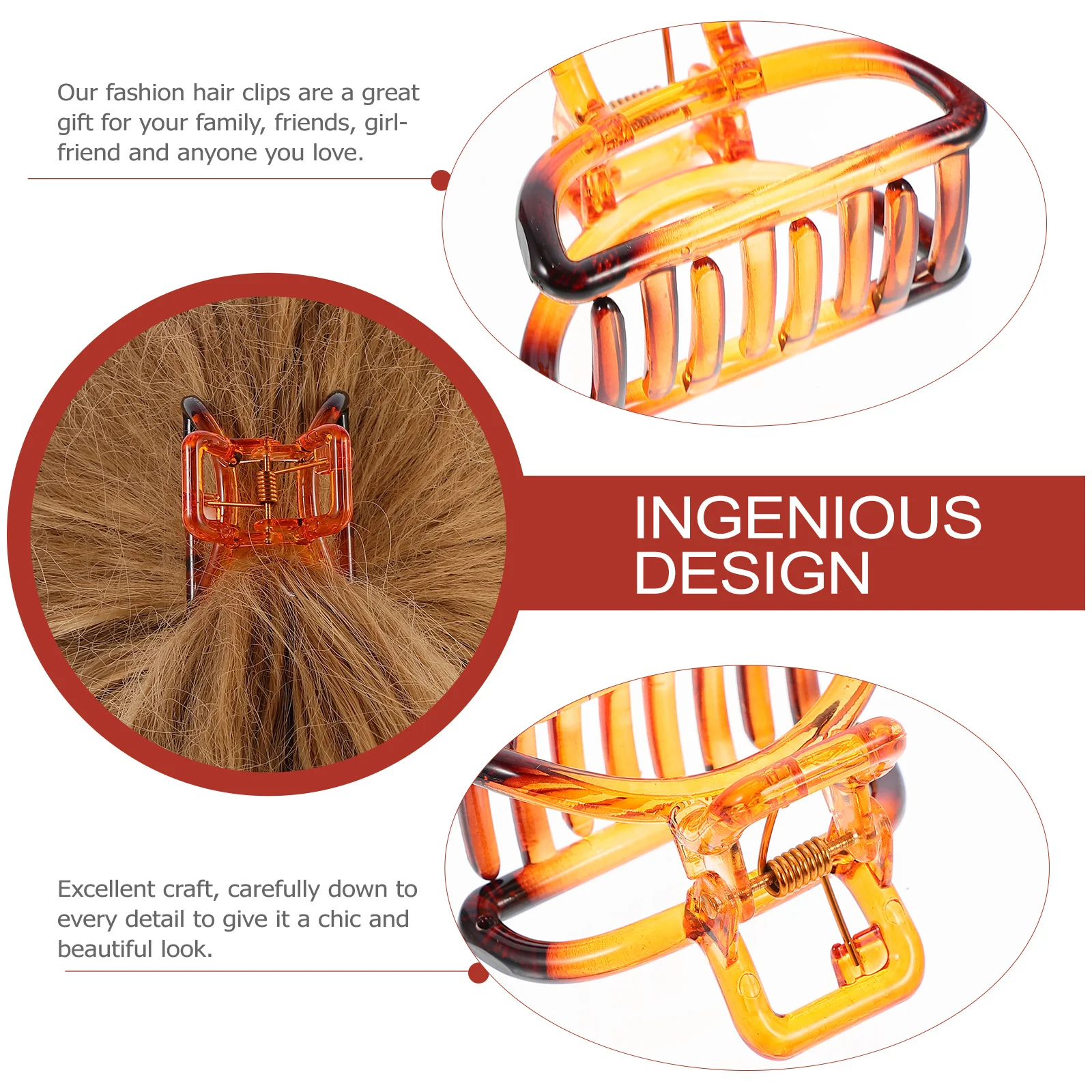 

6pcs Claw Claw Big Jaw Barrette For Women Back Hair Styling Tool Large Clip Ponytail Hair Clip Barrette Holder Clamp