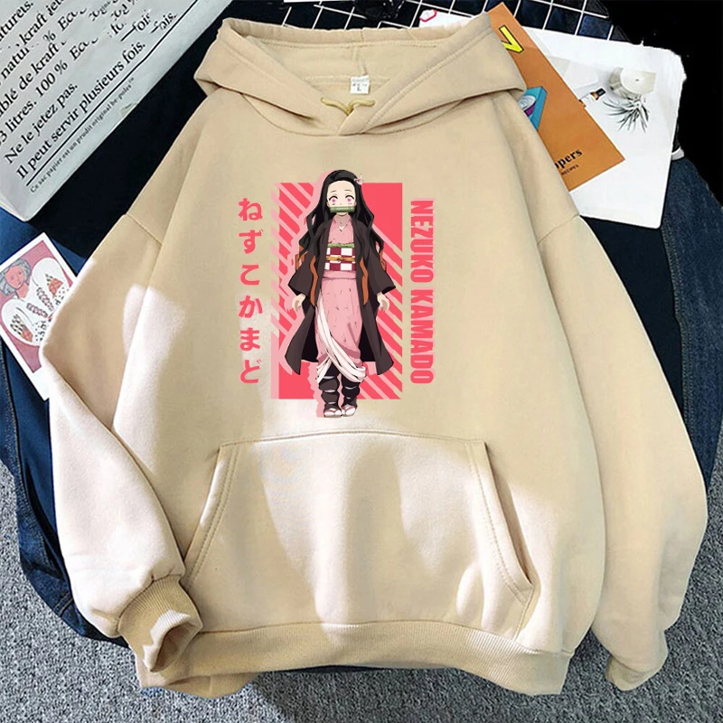 Funny Anime Kamado Nezuko Print Hoodie Fashion Women Men Casual Tops Pullover Hoodies Ladies Sweatshirt