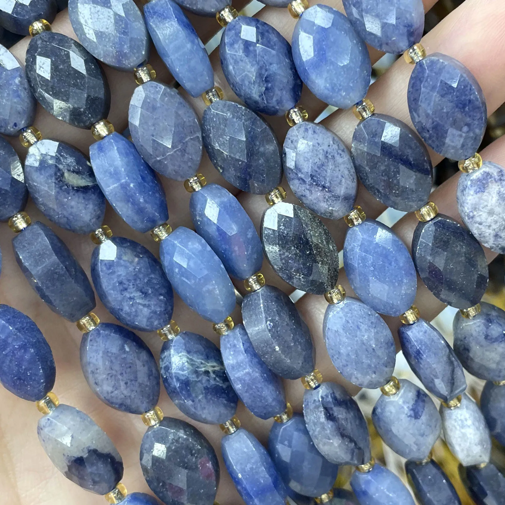 Naturstein Facettierte Ovale Form Dalmatiner-Jaspis Zwischenperlen DIY für Schmuckherstellung Armband Halskette Zubehör 9X14MM – Detail 15