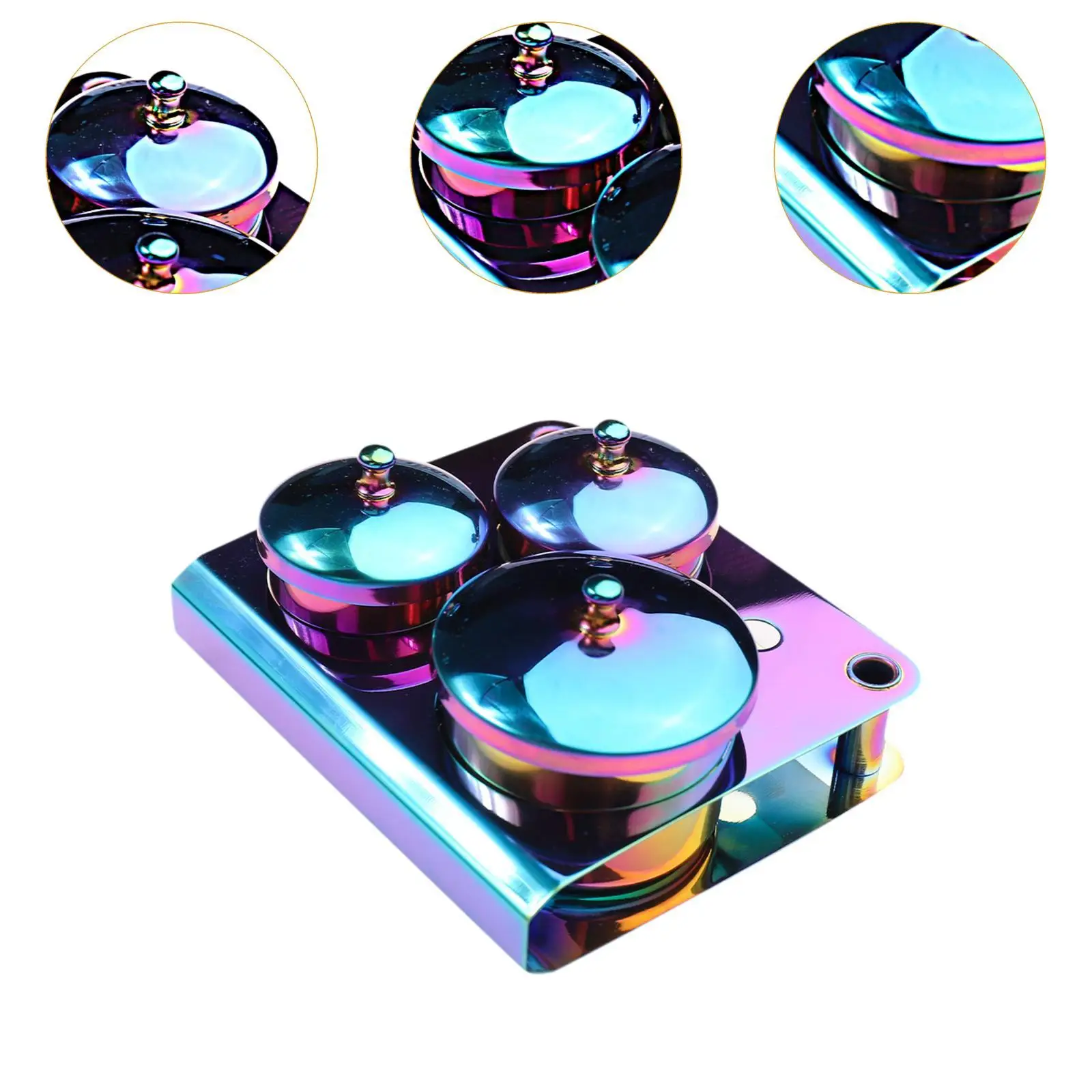 3-delige Nail Art Dappen Dish Compact met deksel voor Nail Design Tool Thuisgebruik