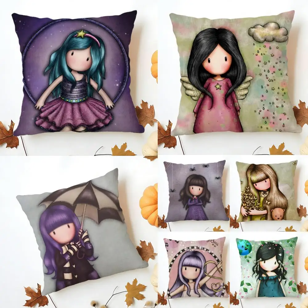 Cartoon S-Santoro Gorjuss Cushion Cover Washable Linen Pillowcase Soft  for Sofa Bed Cozy Home Room Decor