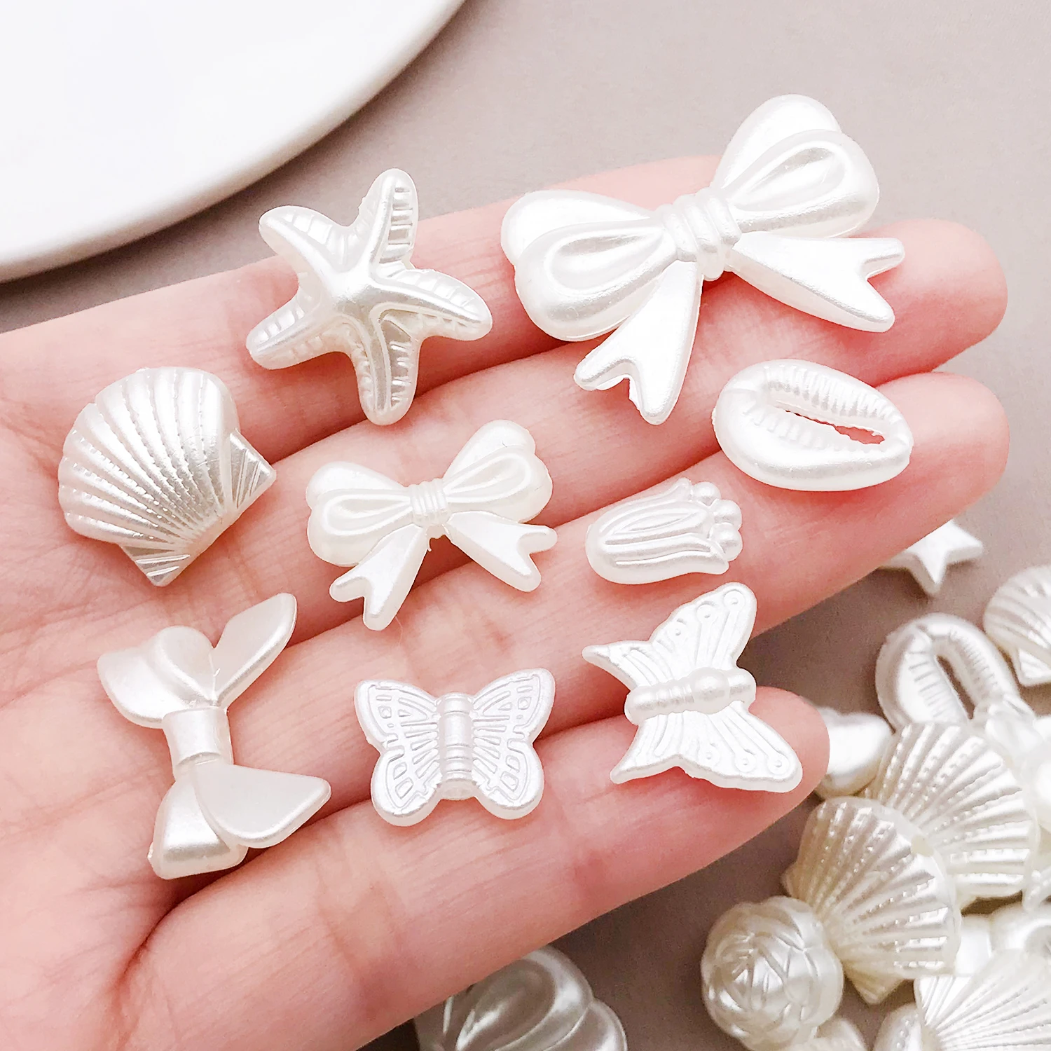 50/100pcs ABS Acrylic Beads with Pearl-like Finish: Petals, Lily of the Valley & Bows. Cute Floral Loose Beads for DIY Stringing