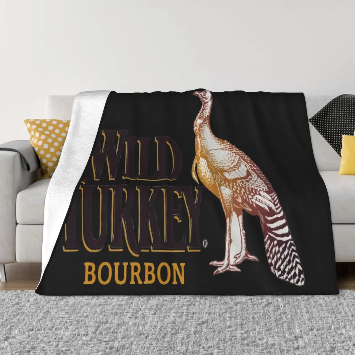 Wild Turkey Whiskey Ash Gray Sand White Sizes Small Thru Xxxl Many Colors Famous Cartoon Character Throw Blanket