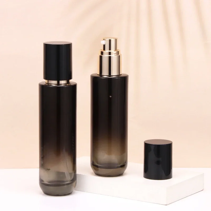 40ml60ml100ml120ml Black Glass Pump Bottle Serum/lotion/emulsion/foundation/toner Moisture Toiletskin Care Cosmetic Packing