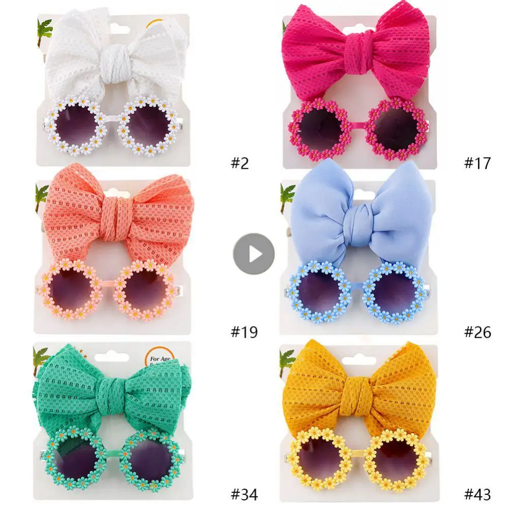 Childrens Sunglasses Hairband Set Durable And Durable Clear And Bright Fashionable Sunflower Sunglasses Bow Hair Band Sunglasses