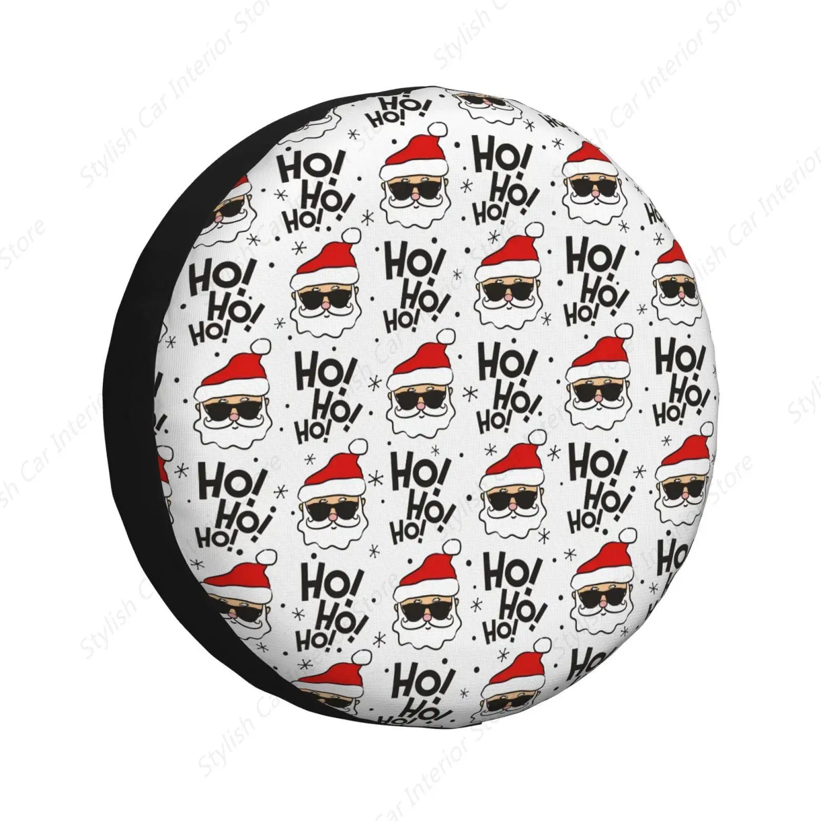 New Year Pattern with Santa Claus Ho Ho Ho Spare Tire Cover Winter Weatherproof Universal Wheel Protectors Christmas New Year