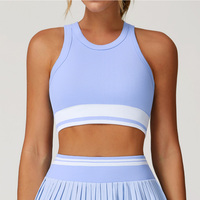JUREN Color Blocking Bra Women Fitness Yoga Bras Race Back Sports Bras Nylon Top Women Bra Sexy Breathable Underwear Women Gym