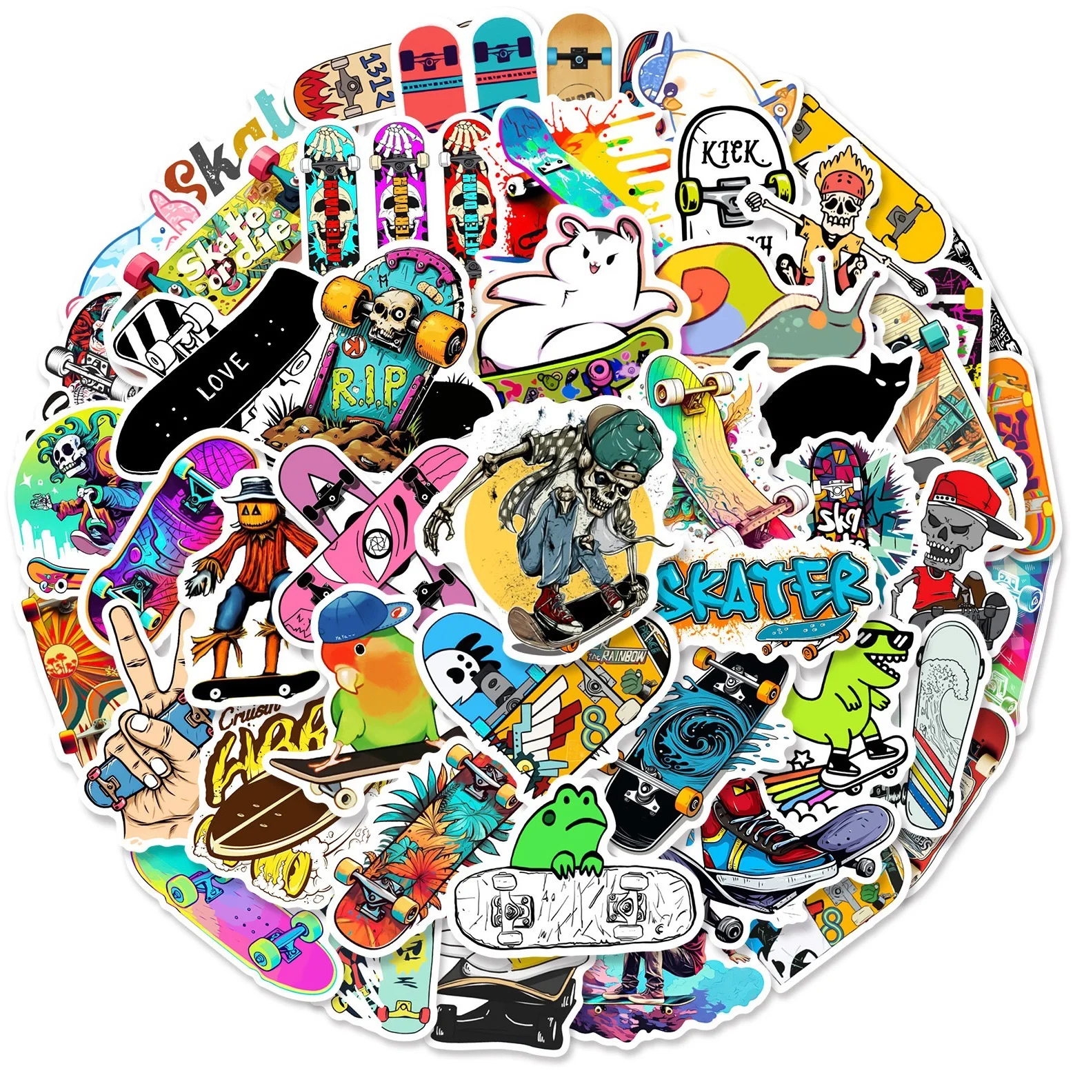 10/50PCS Funny Skateboard Sports Cartoon Personality Creative Stickers Vinyl DIY Luggage Waterproof Cool Decoration Sticker Toy