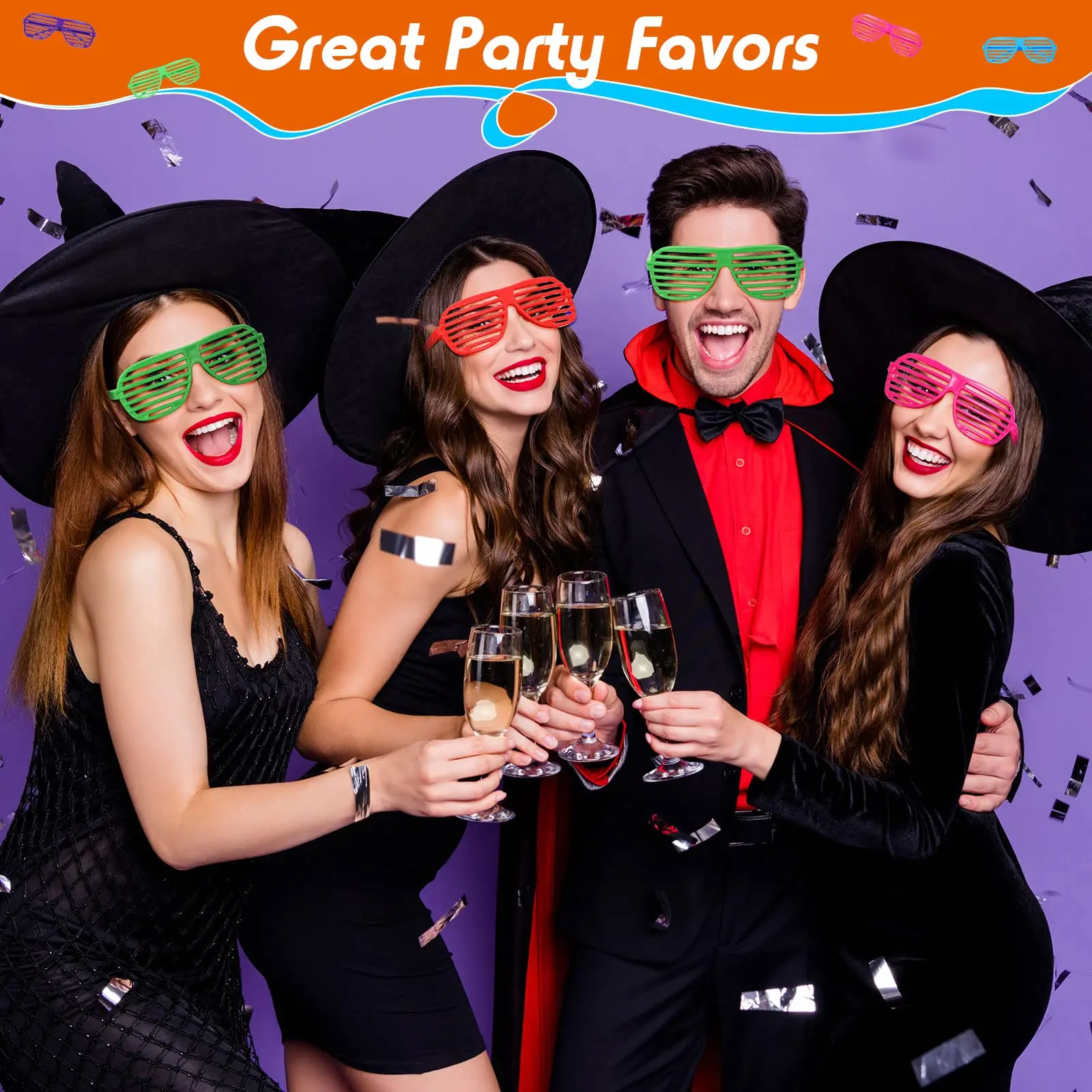 8 Pcs Disco Birthday Decoration Inflatable Microphone Saxophone Neon Color Shutter Glasses 80s 90s Party Adults Teens Favors view 3
