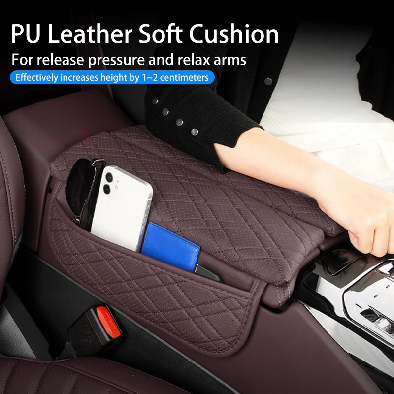 Car Armrest Box Cover Cushion For BMW 5 Series G60 2024 LHD PU Leather Center Console Armrest Protector Pad Interior Accessories