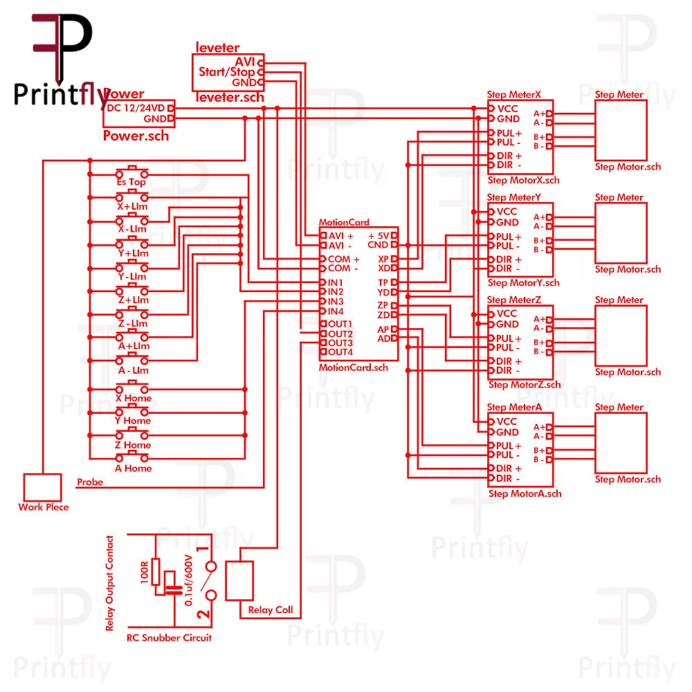 Printfly-彫刻機制御用のスーパーUSBインターフェース,モーション制御カード