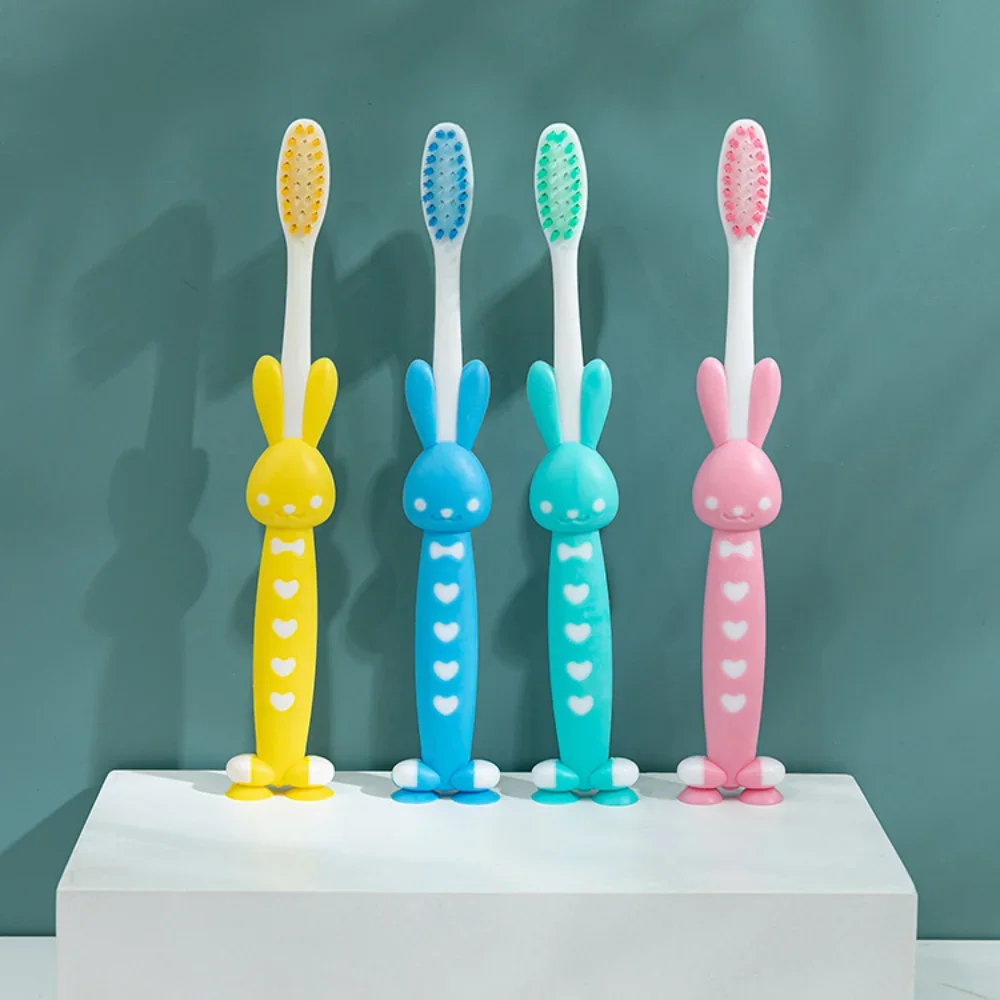 4Pcs/set Cute Cartoon Toothbrush for Children Bamboo Charcoal Short Handle Children's Toothbrush Baby Teeth Care