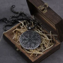 New Viking Compass Rune Aegishjalmur Pendant Necklace for Men Women Personality Charm Ornament