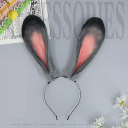 Gray Rabbit Cosplay Headwear Christmas Plush Lolita Girl Long Ear Headbands Halloween Hairband Costume Party