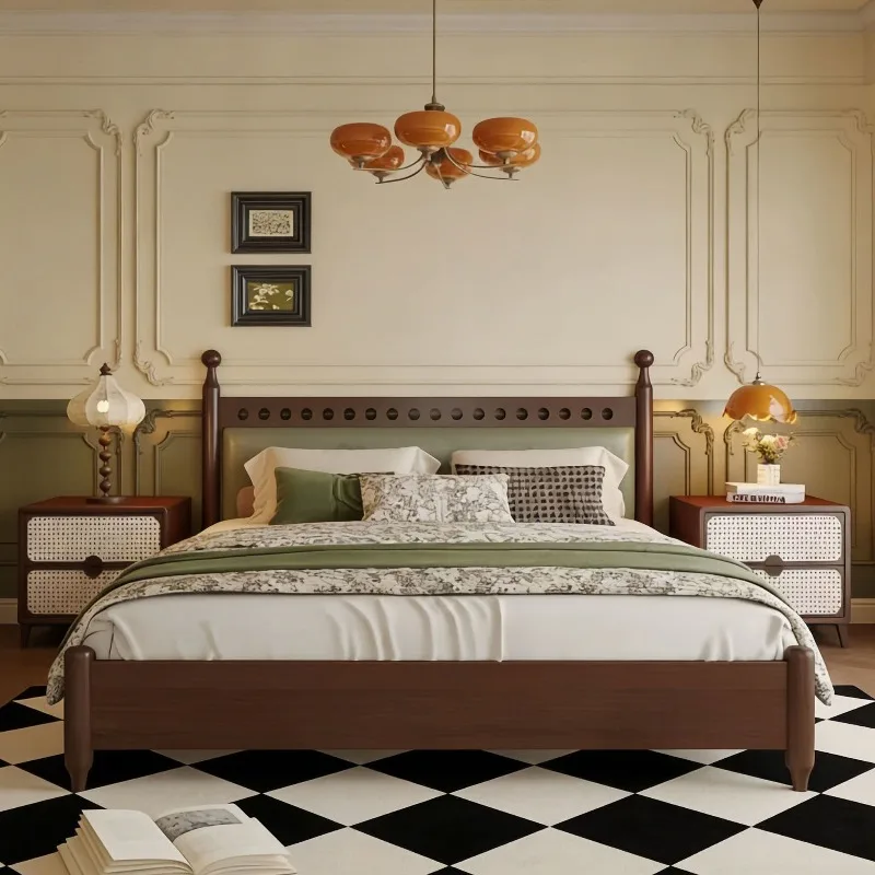 Comforter Frame Double Bed Bedrooms Decoration Wooden Platform Bed Frames Full Set Nightstands Letto Matrimoniale Home Furniture