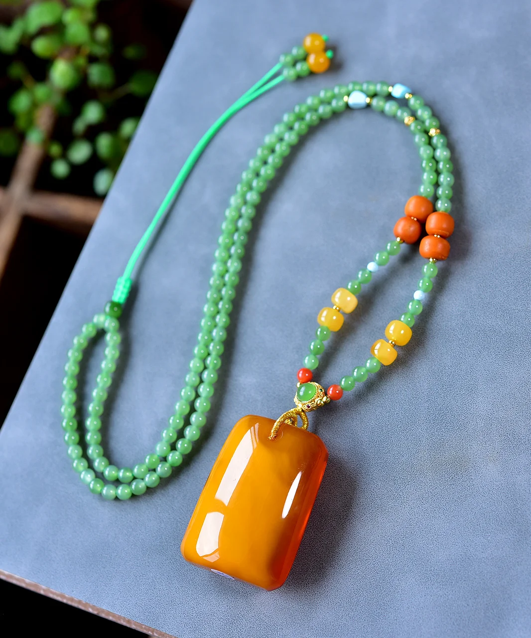 Natural Orange Amber Rectangle Pendant Yellow Amber 39,27,16mm Turquoise Gemstone Pendant Necklace Jewelry AAAAA