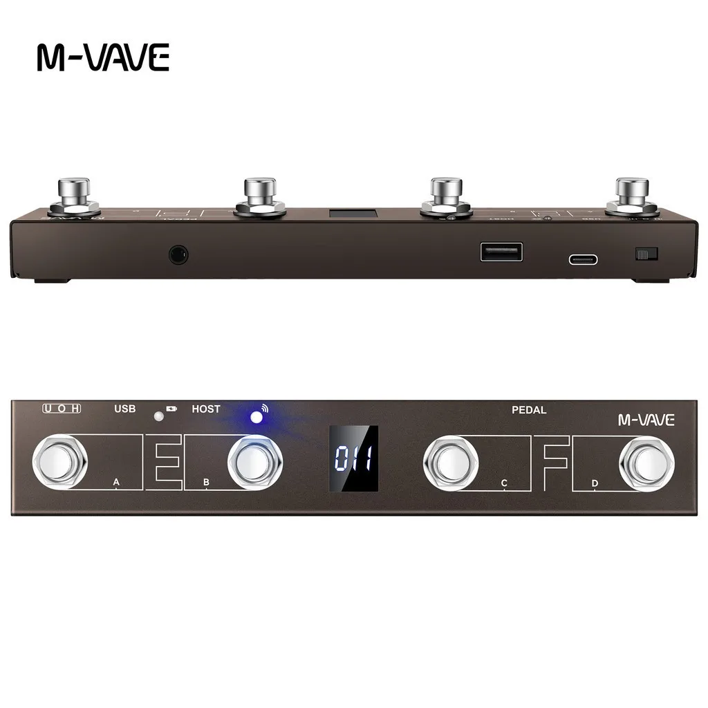 M-vave Chocolate Plus Wireless Midi Controller Keyboard 4 Buttons Foot Switch Supports MIDI Host Interface Control Function