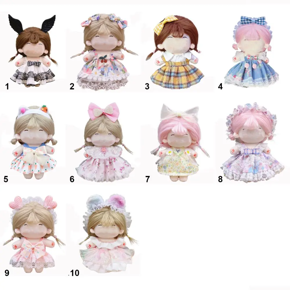 20CM Doll Clothes Cosplay Multicolor Lolita Bowknot Miniature Dress Suit Photo Props Cosplay Headband Princess Dress Set