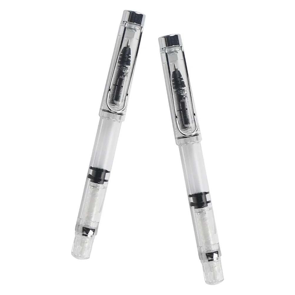 

2 Pcs Piston Filling Gel Pen Ink Multi-function Smooth Writing Fancy Calligraphy Pens for Artists Transparent