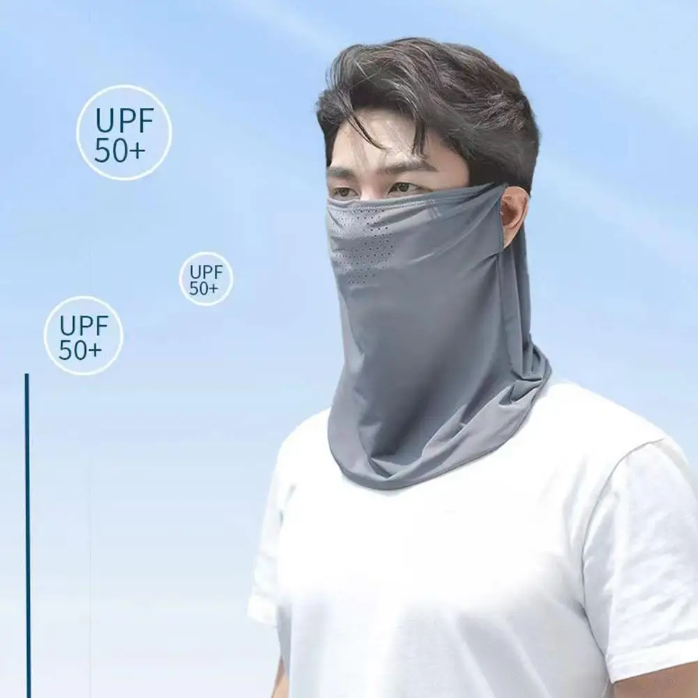 Anti-ultraviolet Outdoor Neck Cover Summer Ice Silk Mask Breathable Hole Quick-drying Sports Bib Mask Sunscreen Face Scarf