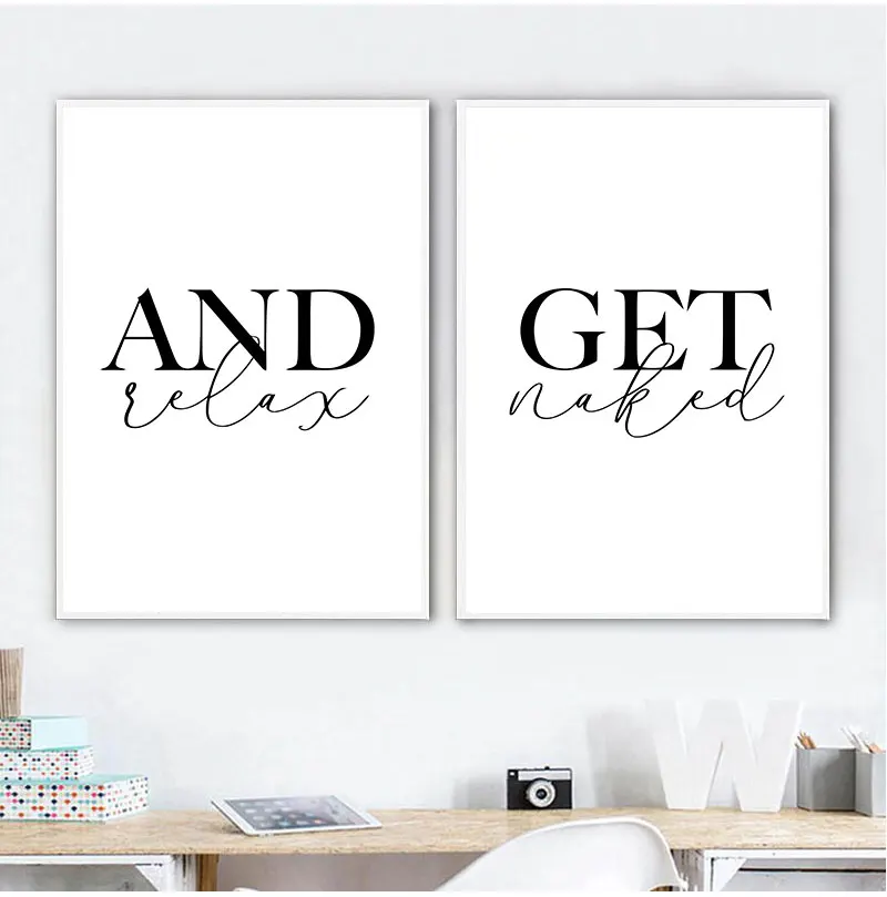Get Naked and Relax Posters and Prints Toilet Life Quote Modular Wall Art Wall Pictures For Bathroom Modern Home Canvas Painting