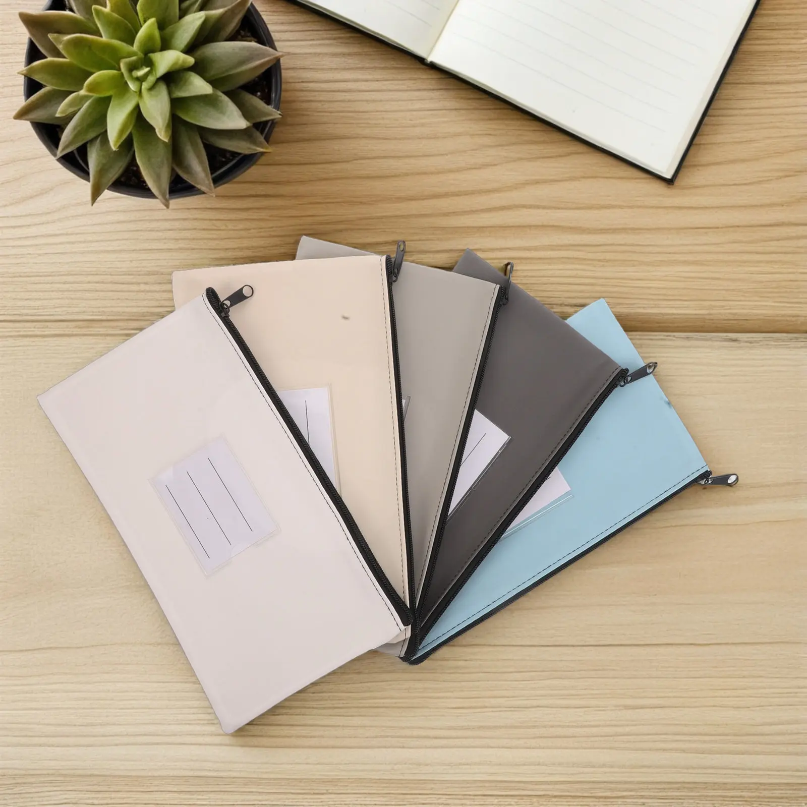 

5Pcs Receipt Organizer Wallet PU Money Bags with Zipper Credit Card Pouch Bill Holder Bank Deposit Pouch Cash Storage